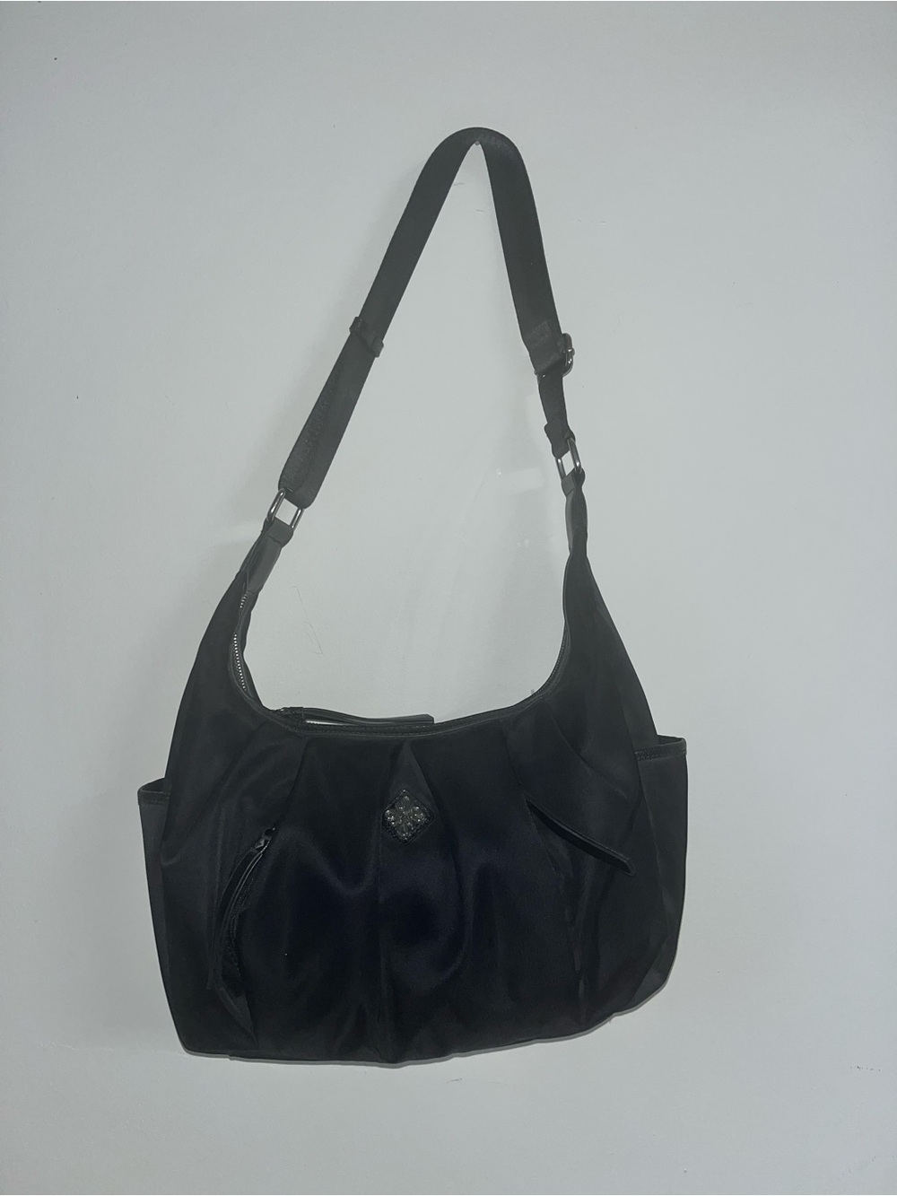 Simply Vera Vera Wang Black Shoulder Hobo with Pleated Front